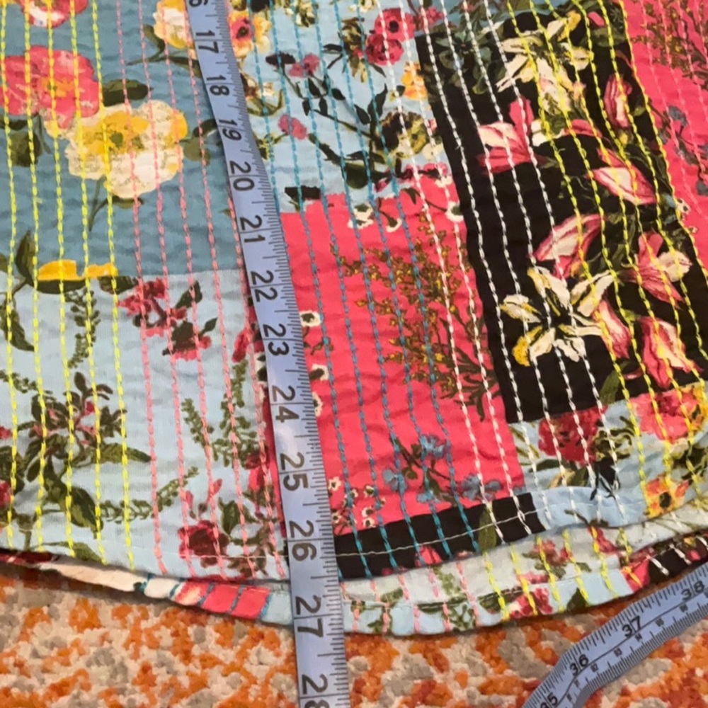 John Mark Floral Patchwork Blouse in Blue, Pink, Green - Picture 5 of 5